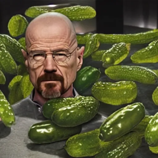 Image similar to walter white slowly turning into a pickle