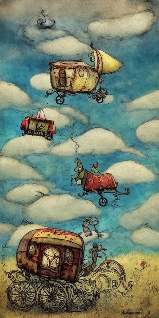 Image similar to a flying caravan by alexander jansson