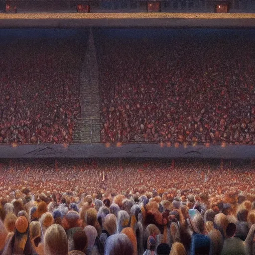 Prompt: hyperrealistic oil paint of crowd