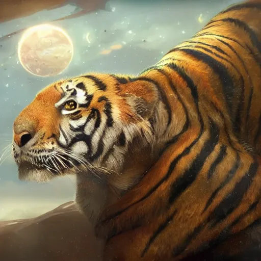 Image similar to an aesthetic award winning commission of a male anthro tiger singing on a spaceship,digital art,art by greg rutkowski,ross tran,character design by charles bowater,artgerm,hyperdetailed body,detailed face,beautiful,artstation,deviantart,stylish,space themed