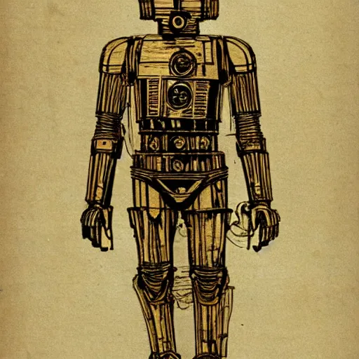 Image similar to sketch of c - 3 p 0 by leonardo da vinci