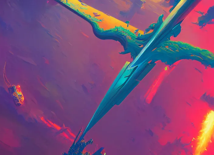 Prompt: A psychedelic refinery flying dagger , vibrant color scheme, highly detailed, in the style of romanticism, cinematic, artstation, Moebius, Greg rutkowski