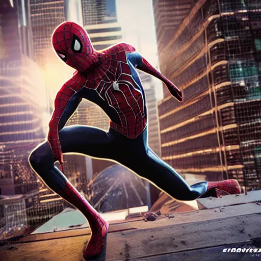 Image similar to metallic spider - man suit, cinematic, volumetric lighting, realistic, hyperdetailed, photorealistic, photograph