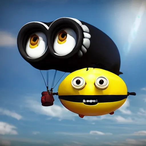 Image similar to minion blimp realstic photo