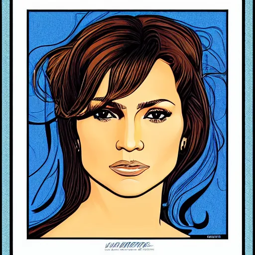 Image similar to “ jennifer lopez retro minimalist portrait by jean giraud, moebius starwatcher comic, sharp, smooth face, 8 k ”