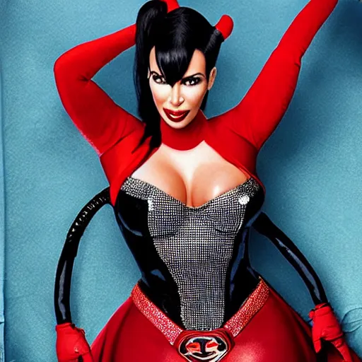 Image similar to A still of Kim Kardashian as Harley Quinn