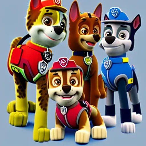 Image similar to paw patrol as humans, furry, photorealistic, cinematic, 3 5 mm