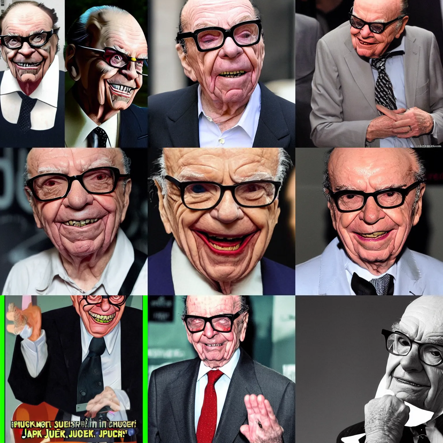 Prompt: Rupert Murdoch as Jack Nicholson's joker