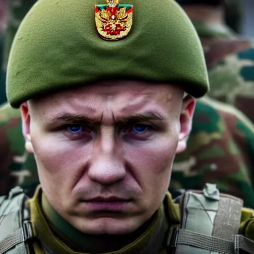Prompt: a russian soldier wonders throughout the murderous landscape. high definition, beautiful award winning photography, 8 k.