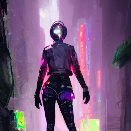 Image similar to skill magic deepdream guardian girl with short black hair cyberpunk futuristic, reflective puffer jacket, black leggings from the back radiating a glowing colorful aura by ismail inceoglu dragan bibin hans thoma, perfect face, fine details, realistic shaded, fine - face, pretty face