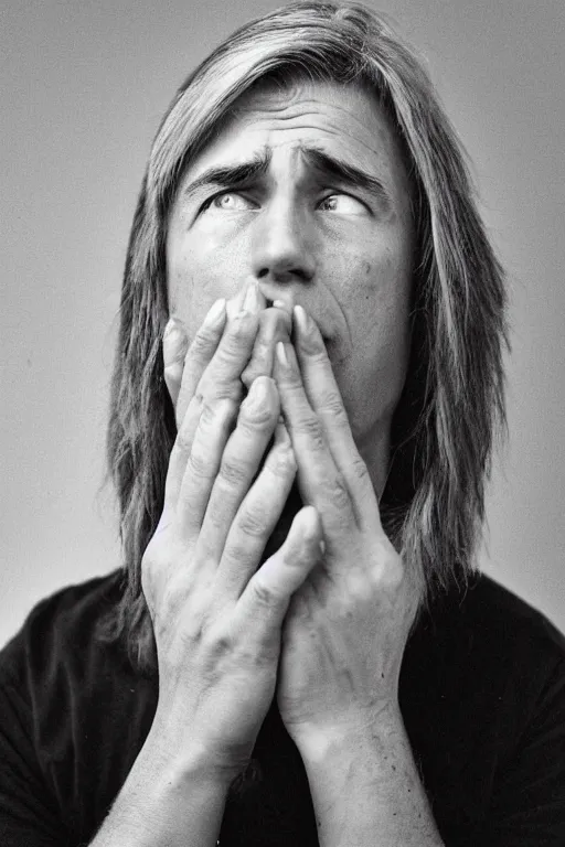 Prompt: Braco the Gazer crying, photograph