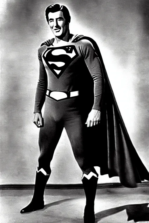 Image similar to rock hudson playing superman in 1 9 7 8, superhero movie