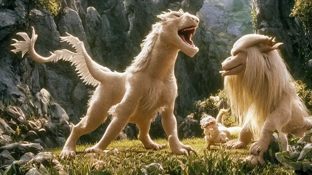 Prompt: falcor the luck dragon. the neverending story movie. sunlit undertones. wolfgang peterson. 3 8 4 0. 2 1 6 0.