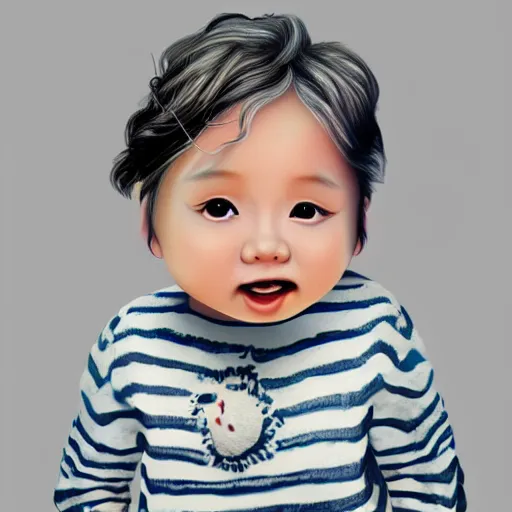 Prompt: very cute baby with cameron diaz face, shin min jeong, trending on artstation