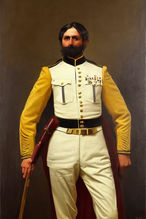 Image similar to full body portrait of the dictator of the golden state warriors, 1 8 8 9, in full military garb, oil on canvas by william sidney mount, trending on artstation