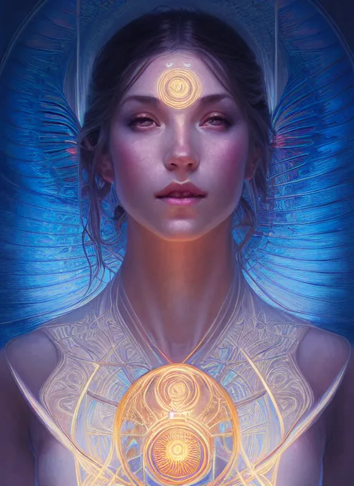 Image similar to symmetry!! portrait of water, glowing lights!! intricate elegant, highly detailed, digital painting, artstation, concept art, smooth, sharp focus, illustration, art by artgerm and greg rutkowski and alphonse mucha