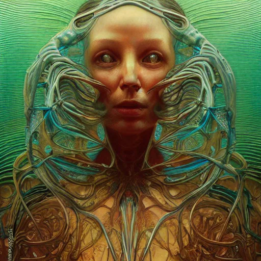 Image similar to android by zdzisław beksinski, iris van herpen, raymond swanland and alphonse mucha. highly detailed, hyper - real, beautiful