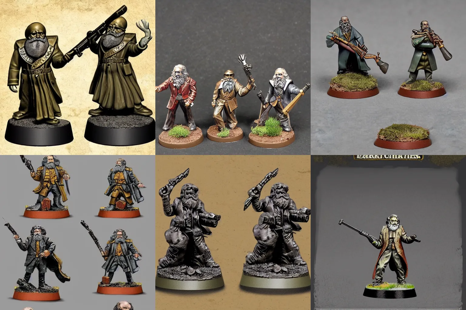 Prompt: Karl Marx as Warhammer miniatures, natural tones