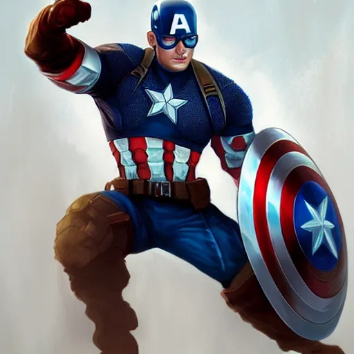 Image similar to Captain America, a digital painting by Yun-Fei Ji, deviantart contest winner, fantasy art, detailed painting, artstation hd, concept art