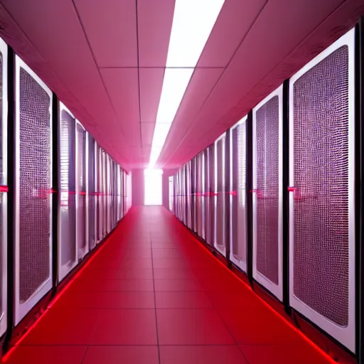 Prompt: server room with red ambient lights, realistic,