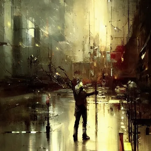 Image similar to knight holds lightning in his hand lightning all over the place bolts of lighting everywhere, realistic, ultrahd, jeremy mann painting