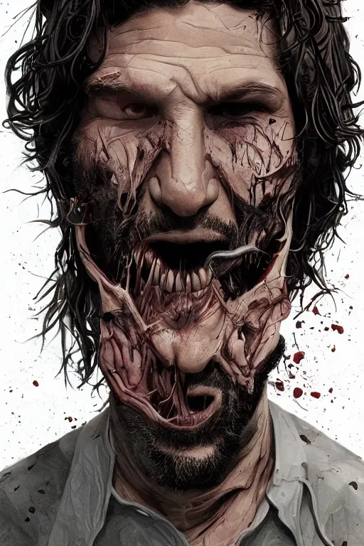 Image similar to jon bernthal in sleepy hollow, full body, big two toned eyes, teeth gritted, horror, intricate details, cinematic, epic, realistic, anatomy, tomer hanuka, uplight, artstation, photorealistic, scary