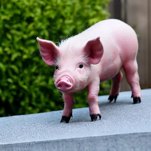 Image similar to a miniature pig in a suit