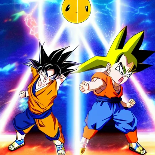 Image similar to goku vs pikachu kamehameha epic anime