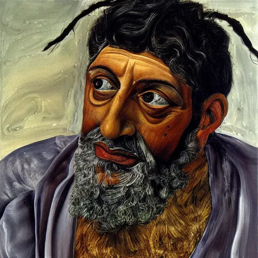 Image similar to high quality high detail painting by lucian freud, hd, portrait of shiva, god