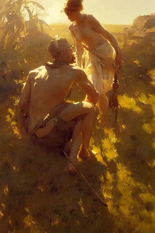 Prompt: portrait david and goliath by anders zorn, wonderful masterpiece by greg rutkowski, beautiful cinematic light, american romanticism by greg manchess, jessica rossier