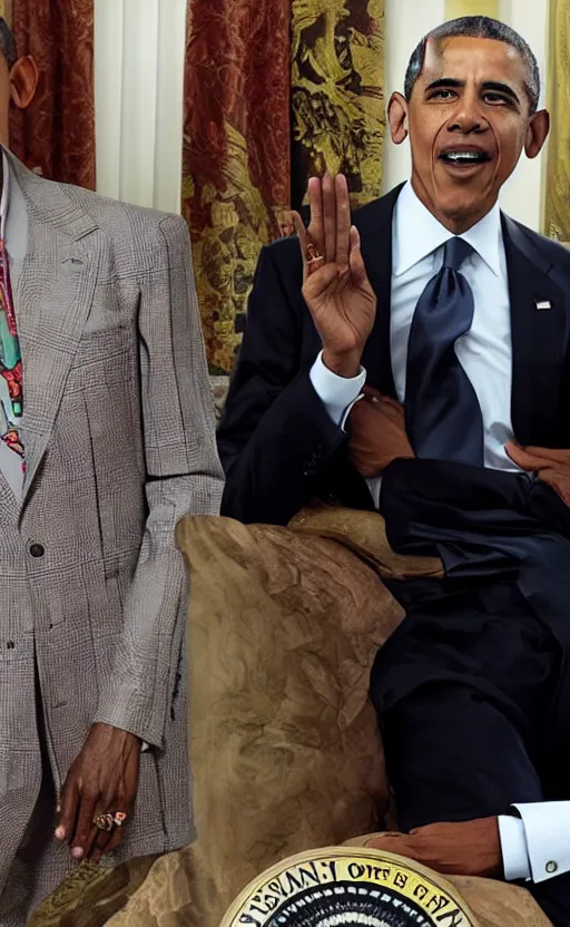 Prompt: Barrack Obama wearing Supreme and gucci, he do have that drip tho