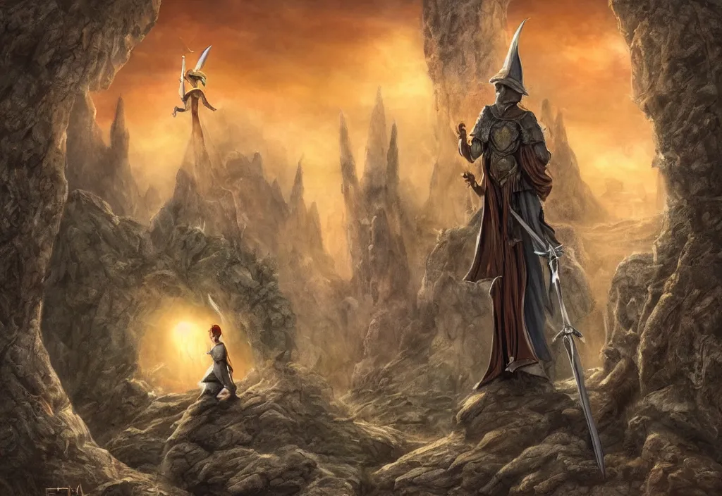 Image similar to sword in the stone, Excalibur, 4k ultra hd, fantasy dark art