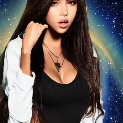 Image similar to madison beer a an intergalactic popstar, render, blender render, unity render, 4 k wallpaper, art station trending, artstation 4 k coherent, coherent, 4 k, detailed