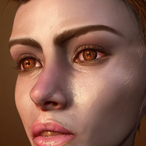 Image similar to hyperrealistic photograph portrait of a woman warrior face, unreal engine, uncanny valley, rendered in arnold, artstation