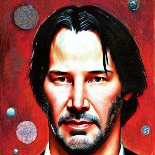 Image similar to keanu reeves portrait art by norman rockwell