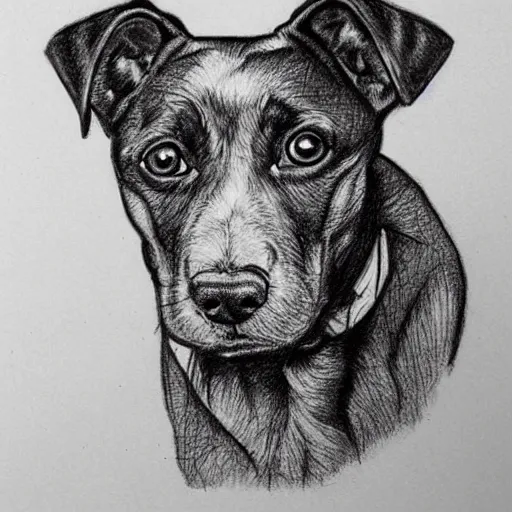 Prompt: dog portrait, sketch, hand - drawn by eeststreatdrug