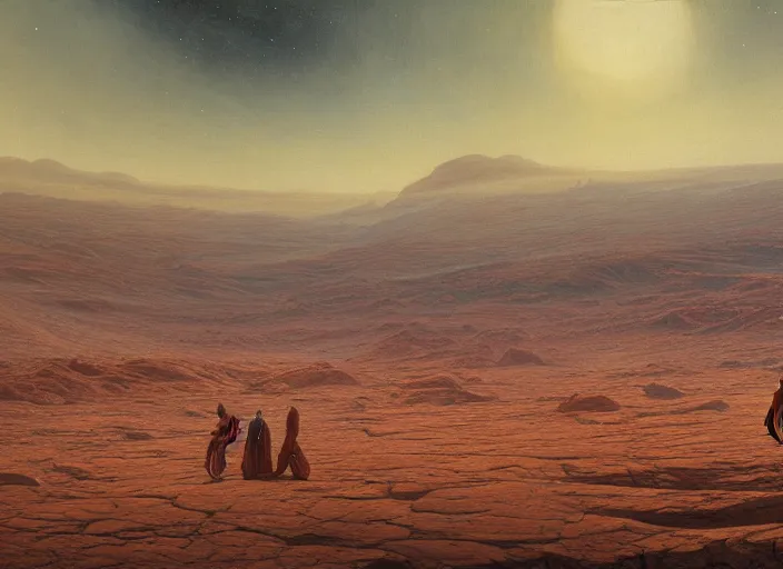 Image similar to the planet mars, by jean delville and sophie anderson and mandy jurgens, moody atmosphere, cinematic atmospheric, cinematic lighting, golden ratio, perfect composition, elegant, no crop, extremely detailed, 4 k, hd, sharp focus, masterpiece, trending on artstation