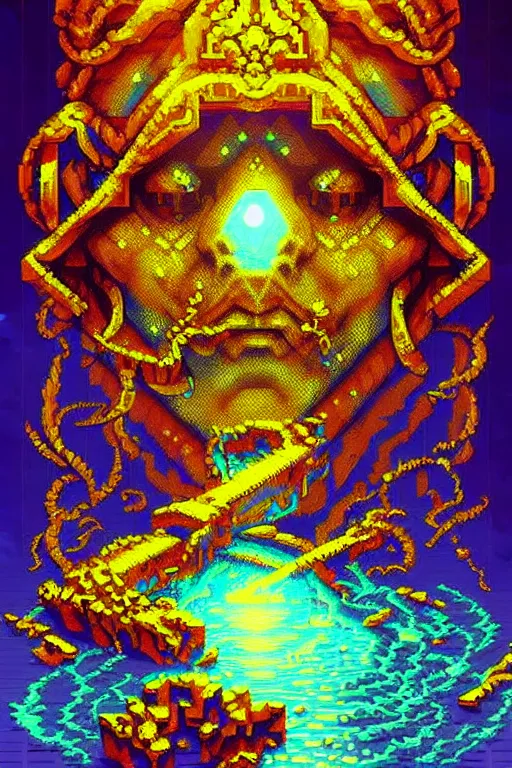 Image similar to subsurface scattering, crystal of fate, beautiful detailed pixelart by albertov, intricate details, beautiful, dithered gradients, volumetric lighting, cgsociety, artstation, smooth, sharp focus, 2 d illustration, amazing art by dan mumford, old school computer game graphics, crpg, d & d, pixel art