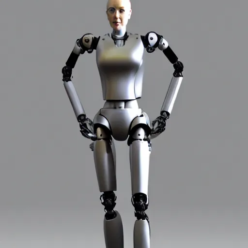 Prompt: full body shot of a female android robot inspired by ghost in the shell