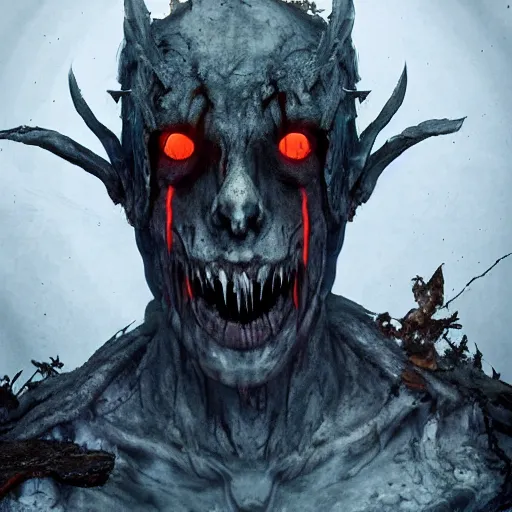 Image similar to god of decay and rot, character design, scary, radiating with power, glowing eyes, whirling death, disgusting, dripping, oily, decomposition, ghostly mist, scary, unreal engine, photorealistic