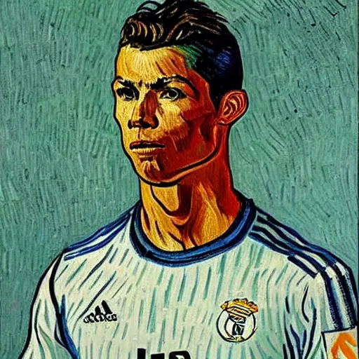 Prompt: cristiano ronaldo by van gogh,