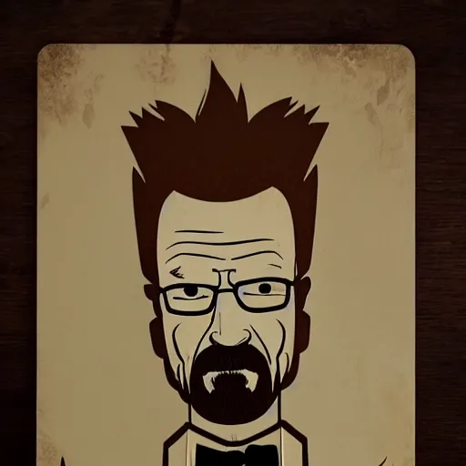 Image similar to portrait of walter white in don't starve, cupboard cutout art, 4 k, highly detailed, epic lighting