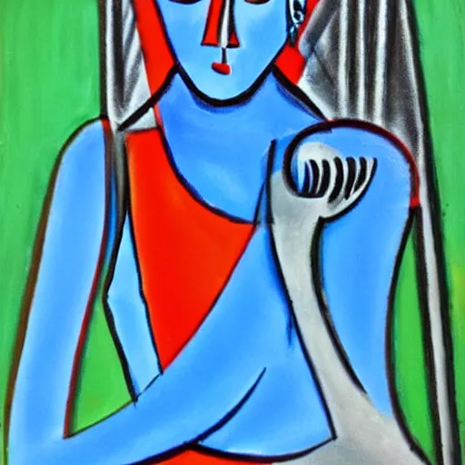 Prompt: a picasso blue period painting
