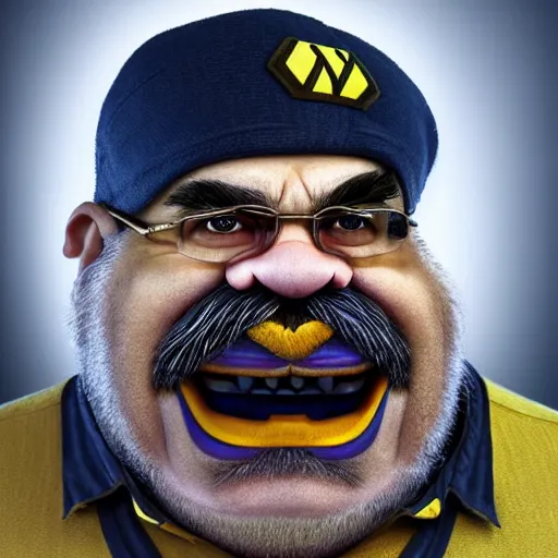 Prompt: stunning award winning hyperrealistic hdr 8 k highly detailed portrait photo of wario as a real human