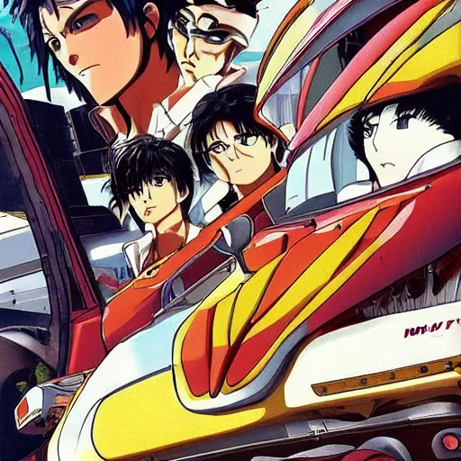 Image similar to anime visual, akira, highway during gang war