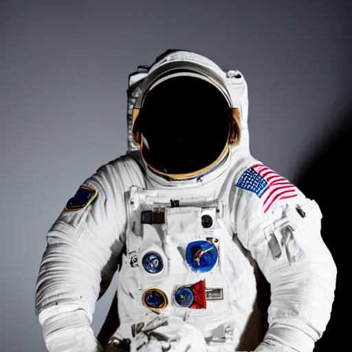 Prompt: astronaut silhouette lit from offcamera, dark background, lit from below, full body photo,, 8 k