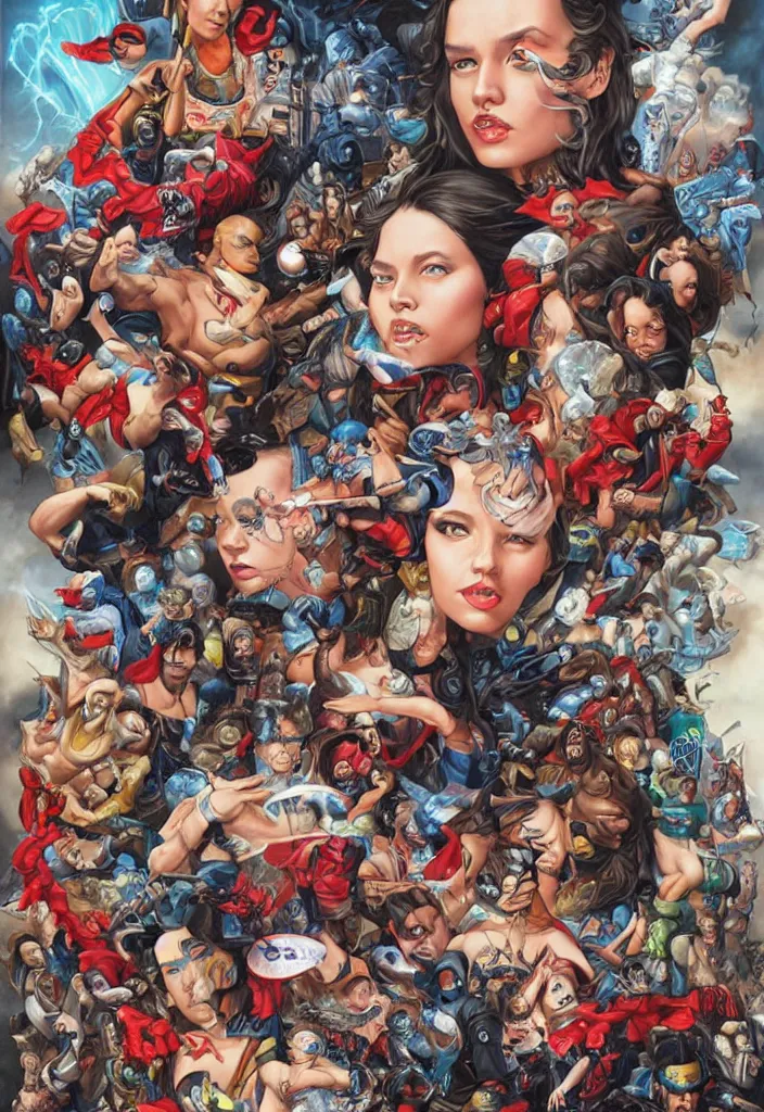 Prompt: natural disasters portrait, Marvel style, by Tristan Eaton, Stanley Artgerm and Tom Bagshaw.