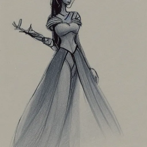 Image similar to milt kahl sketch of victoria justice as princess padme from star wars episode 3