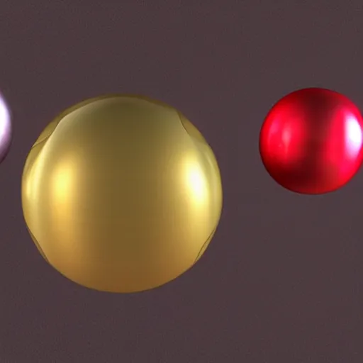 Prompt: chrome spheres on a red cube, rendered in houdini