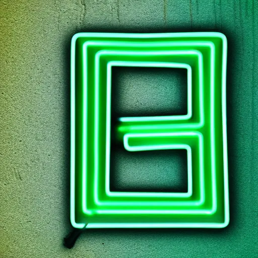 Image similar to a neon letter t engulfed in green flames on a teal and pastel green background,